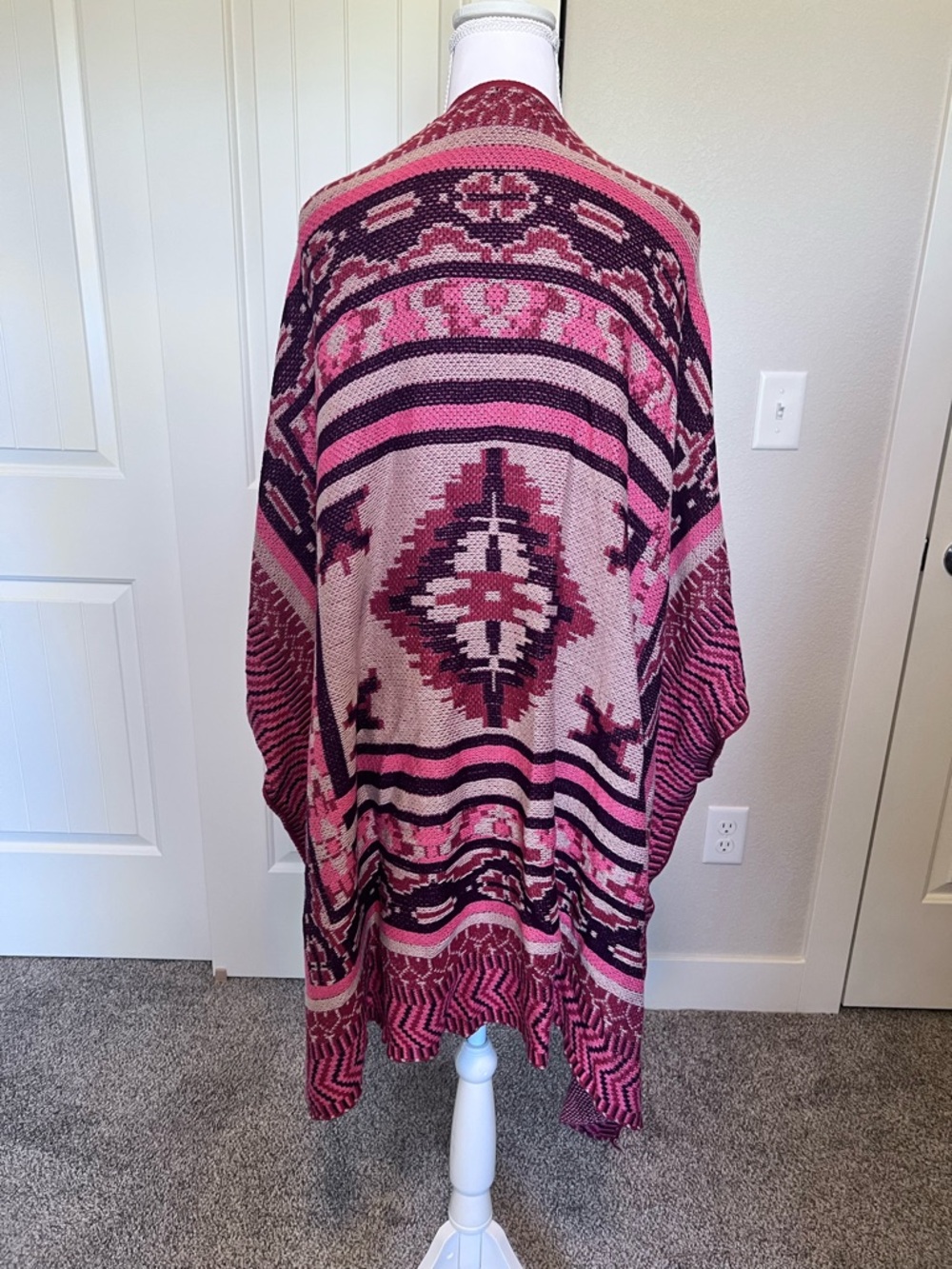 Kimono Cardigan Boho Southwest Open-Front Knit Poncho Coastal Cowgirl L/XL - Picture 4 of 9